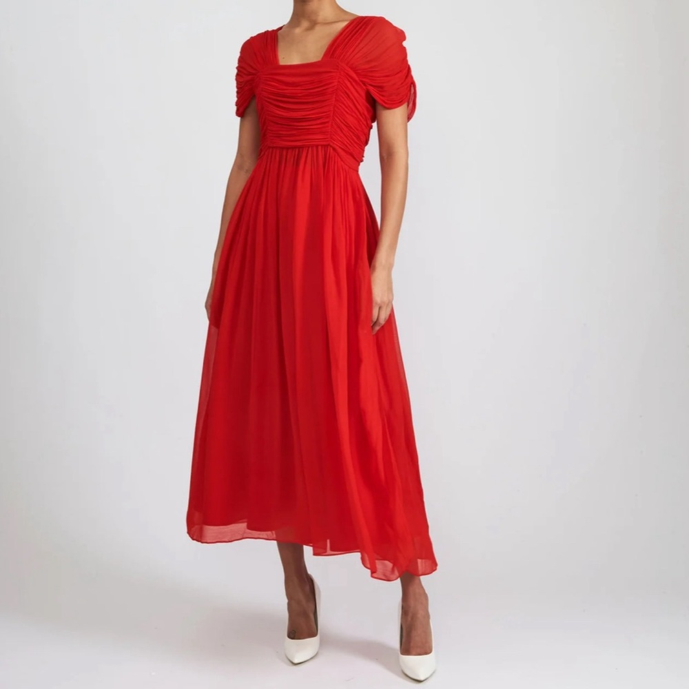NWT Bathsheva Red Chiffon Dress S6